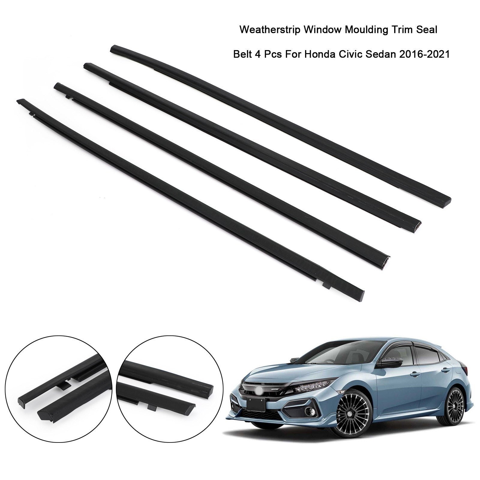 01 Honda Civic Sedan 2016-21 Car Weatherstrip Window Moulding Trim Seal Belt - Image 1