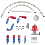 Universal Red Adjustable Fuel Pressure Regulator Kit Oil 0-100psi Gauge -6AN - Image 5