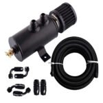 Universal 10AN Baffled Oil Catch Can Breather Can with Drain Valve 750ML Bundle and 10AN 5/8'' Fuel Line Fitting Kit Nylon Braided CPE Oil Hose