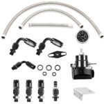 Universal Red Adjustable Fuel Pressure Regulator Kit Oil 0-100psi Gauge -6AN - Image 2
