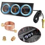 Mechanical 2'' 52mm Chrome Triple Gauge Set Water Temp Oil Pressure AMP Meter - Image 2