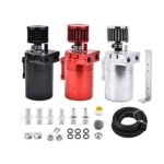 Upgraded Baffled Oil Catch Can with Breather Filter Kit Aluminum Oil Reservoir Tank with 3/8" Strengthened NBR Fuel Line